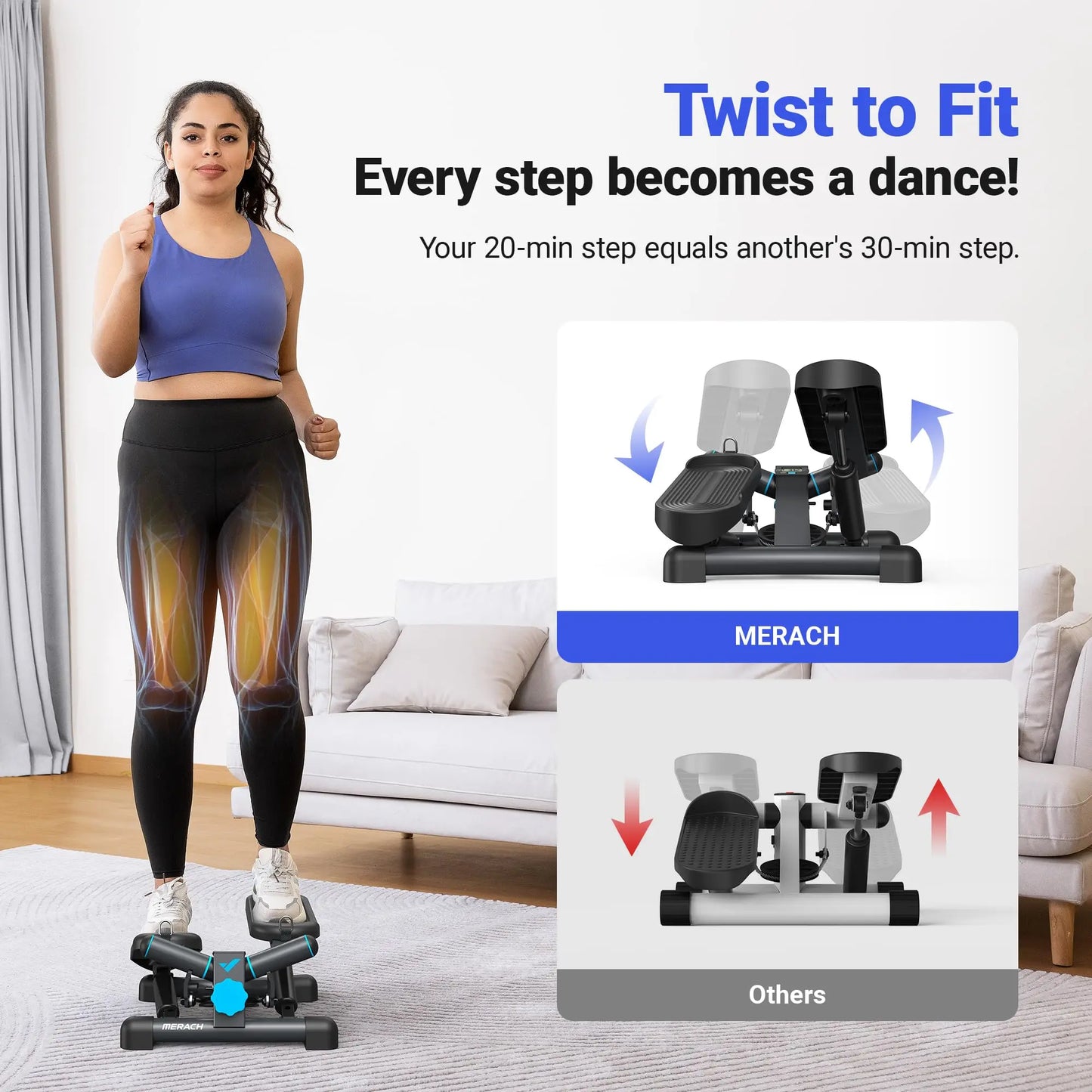 Mini Stepper Exercise Machine with Resistance Bands