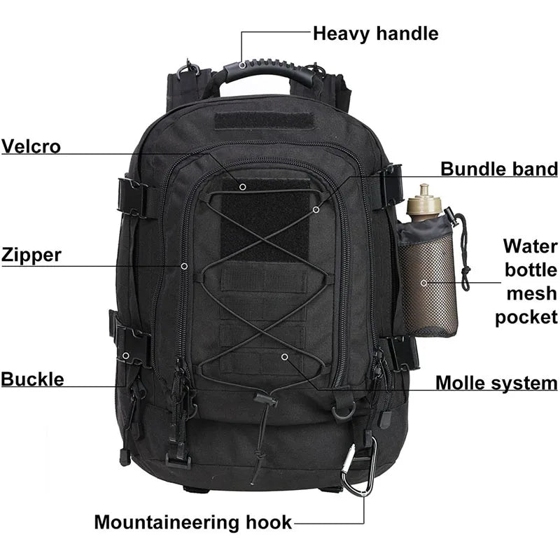 Military 65L Tactical Backpack for Outdoor & Travel