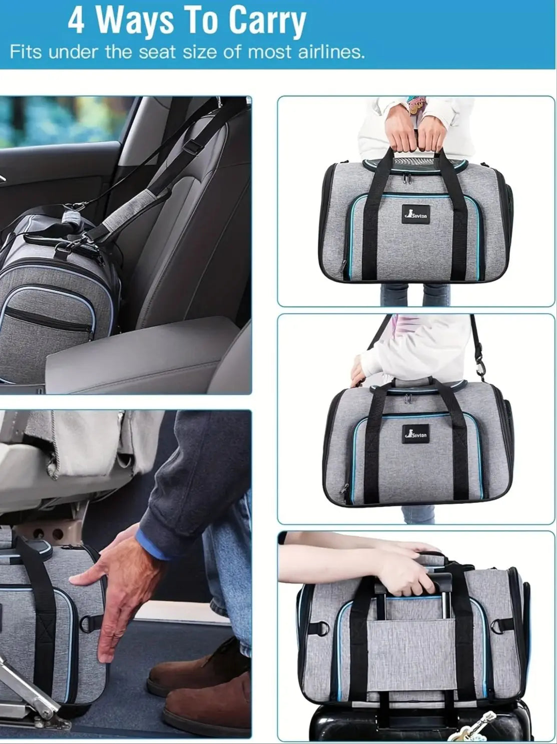 4-Way Expandable Airline-Approved Pet Carrier Foldable Soft-Sided Travel Bag for Cats and Small Pets