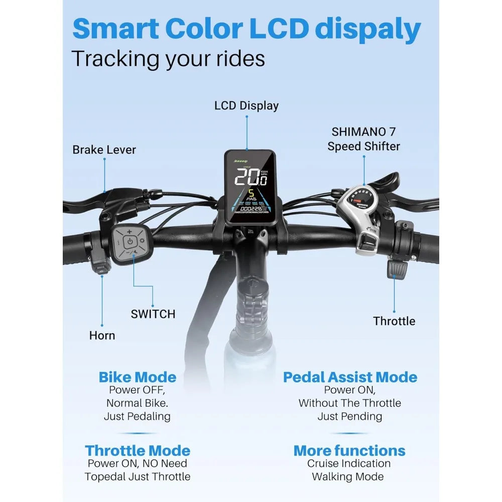 **Adult Electric Bike with 500W Motor and 35 Mile Range