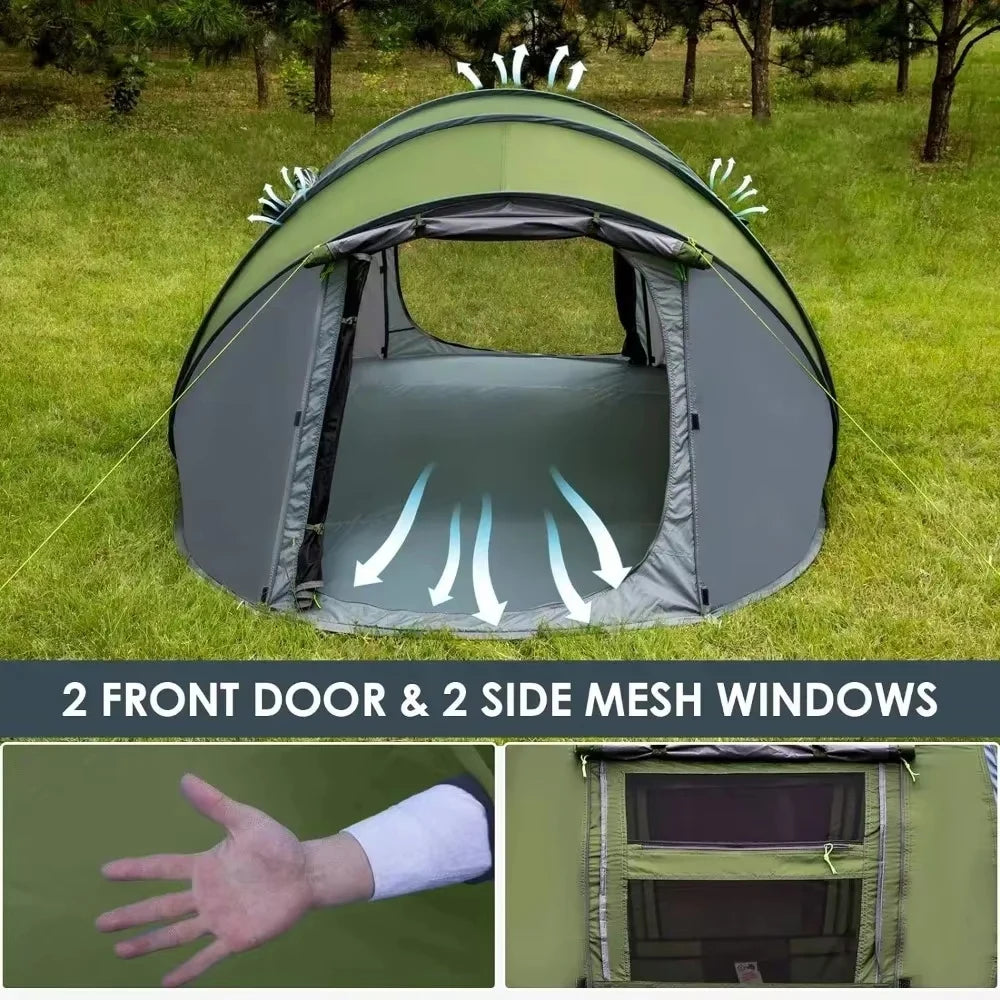 3-4 Person Automatic Pop-Up Camping Tent Waterproof Throw Open Family Tent