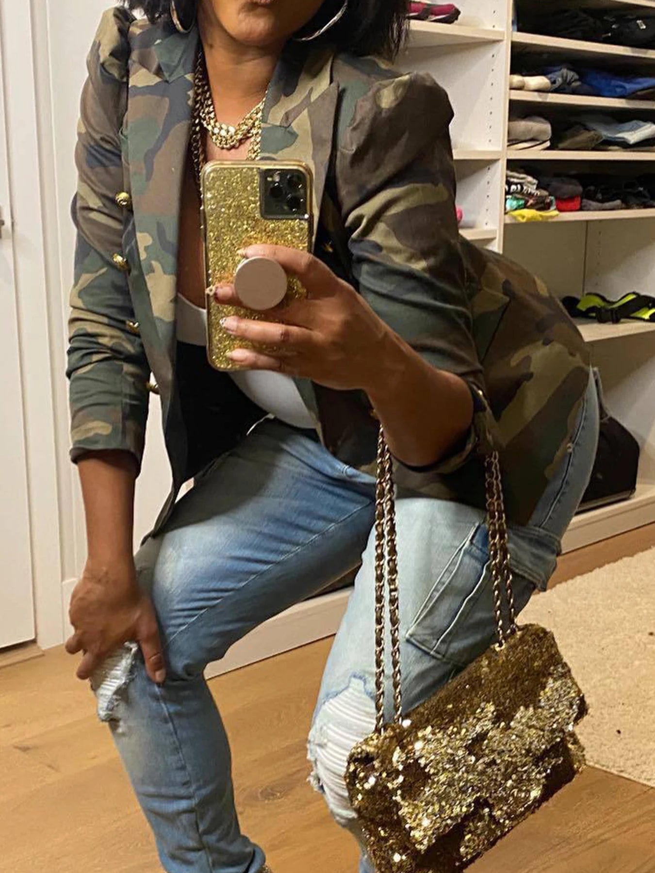 Camouflage Double Breasted Military Jacket