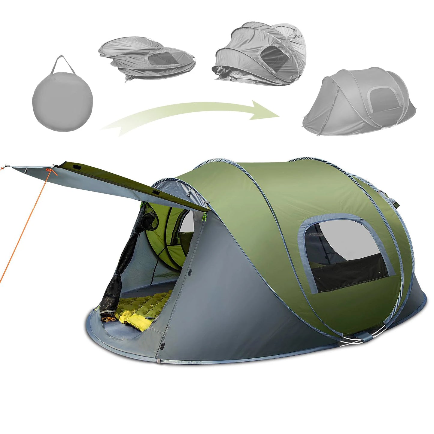 3-4 Person Automatic Pop-Up Camping Tent Waterproof Throw Open Family Tent