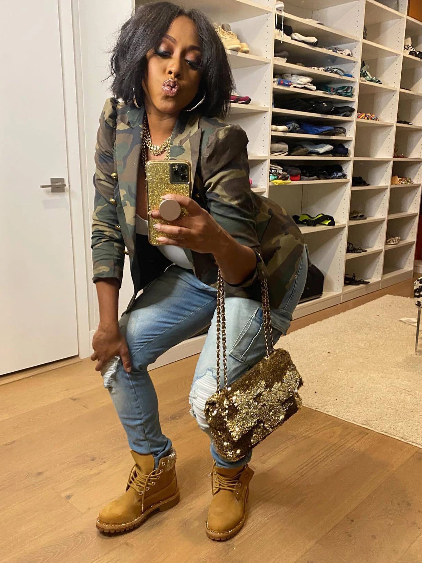 Camouflage Double Breasted Military Jacket