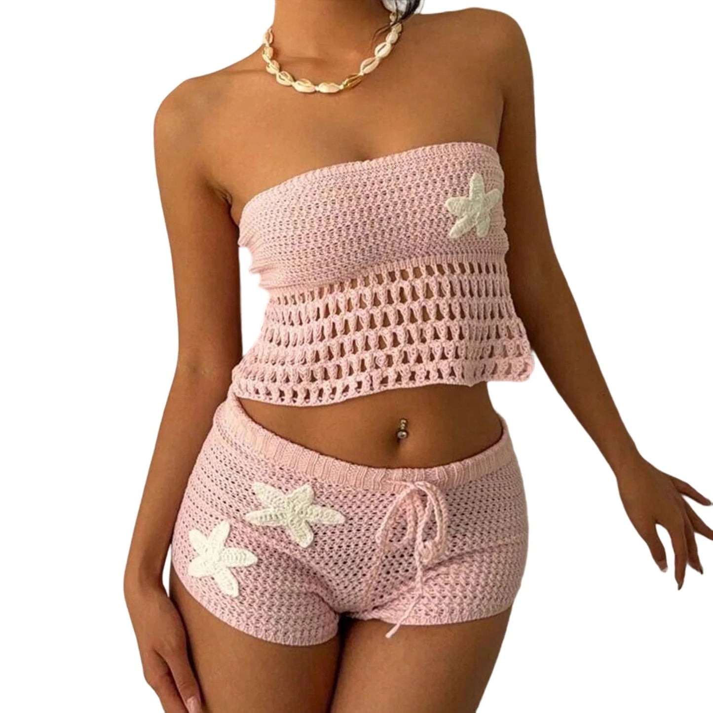 Womens 2 Piece Lace Outfit Crop Top Mini Skirt