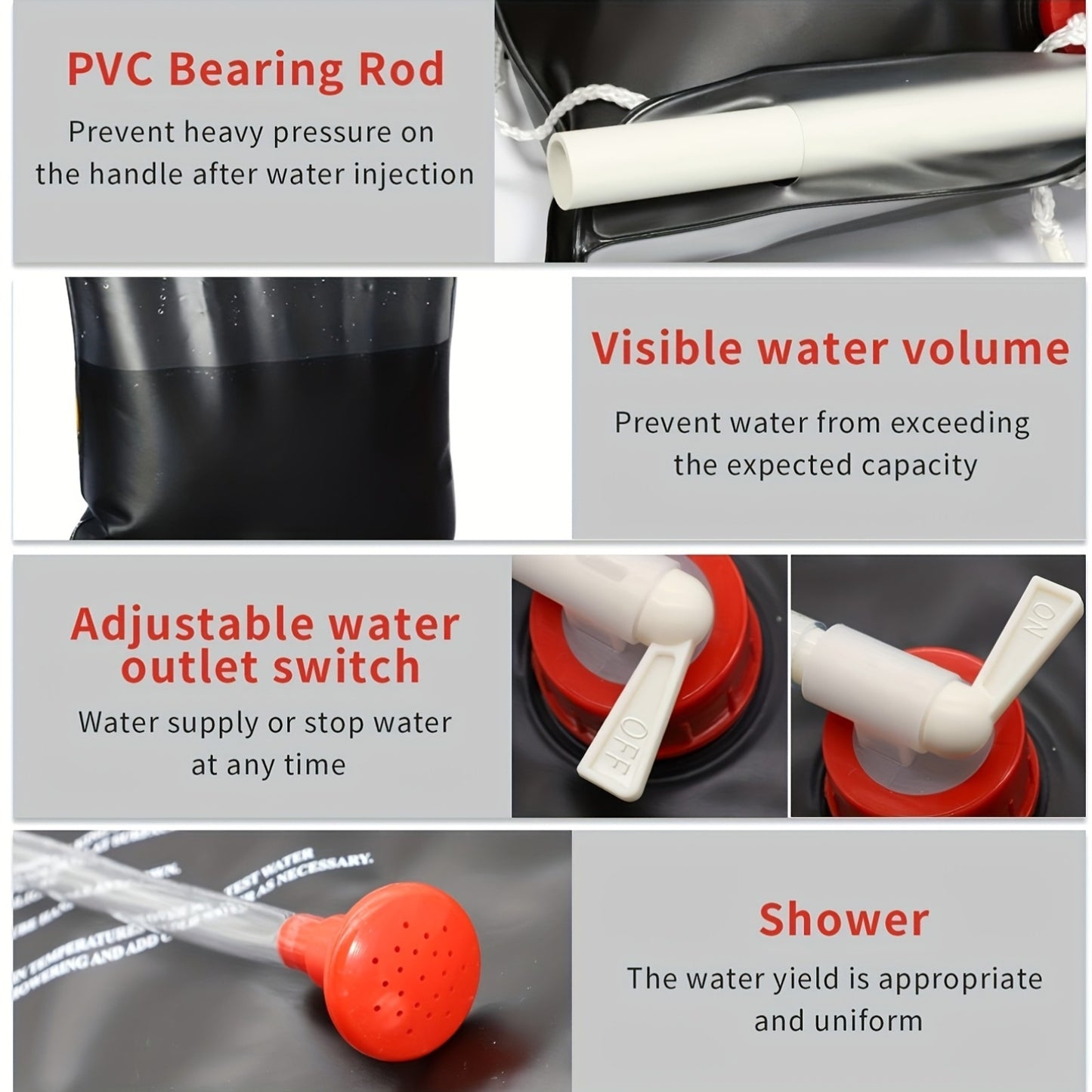 Portable Camping Shower Bag with Hose and Shower Head