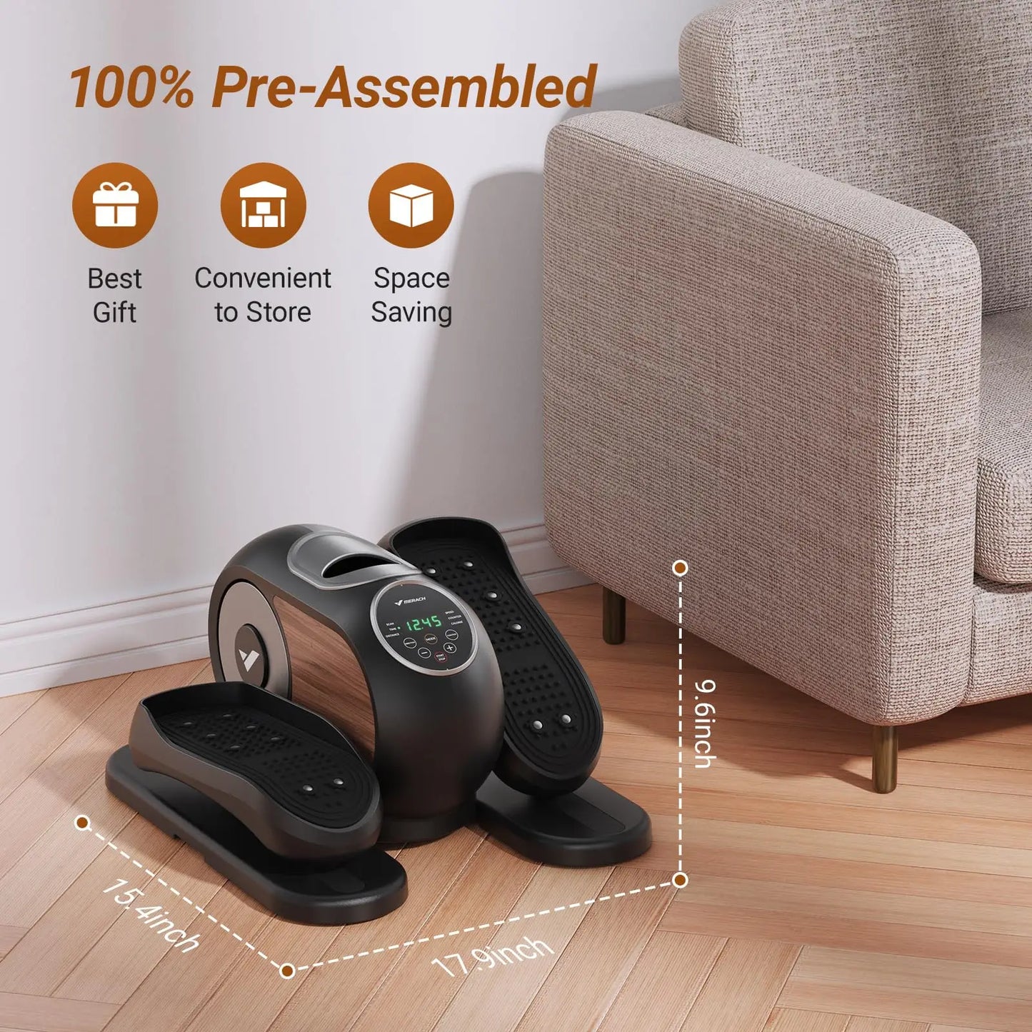 Under-Desk Elliptical Machine with Adjustable Speed