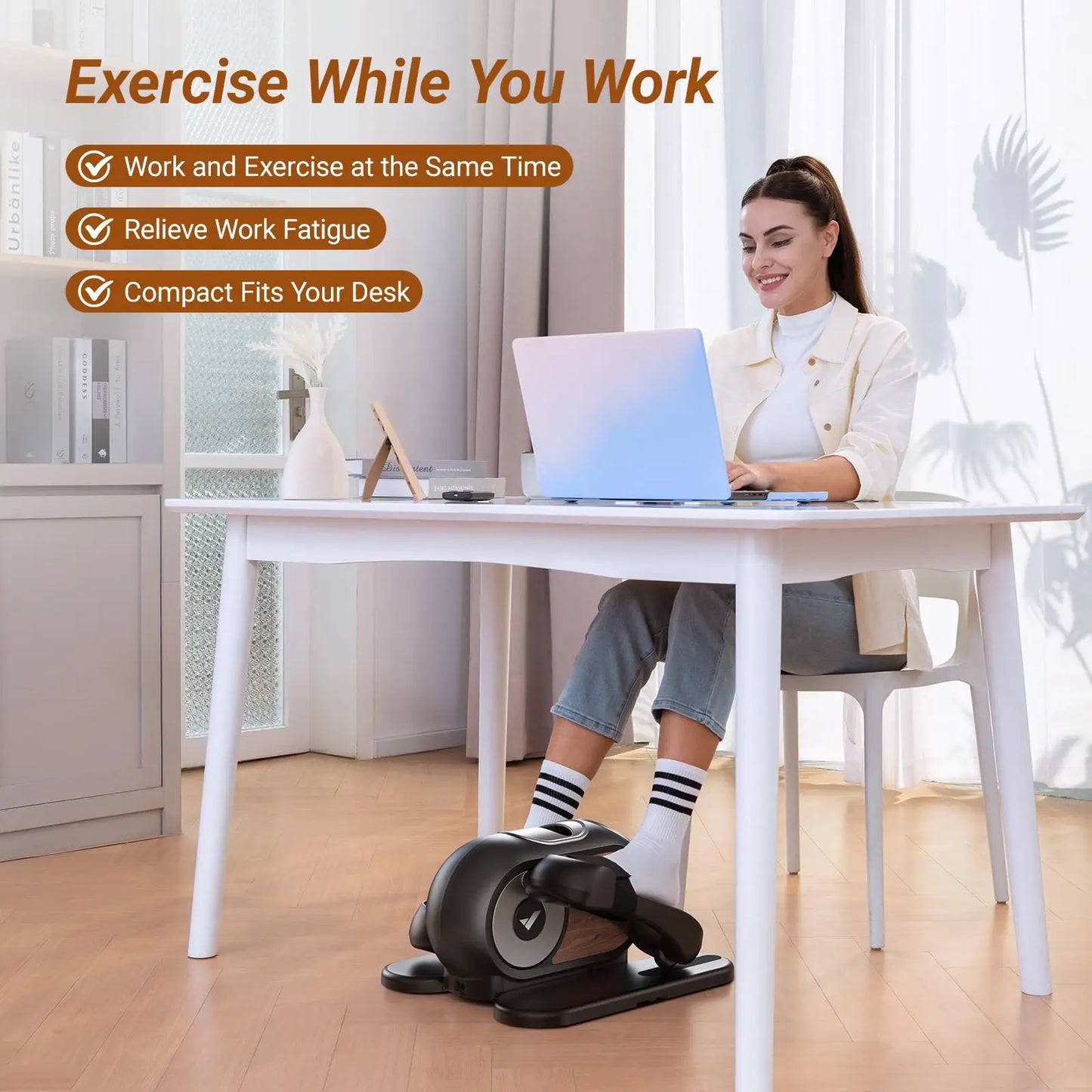 Under-Desk Elliptical Machine with Adjustable Speed