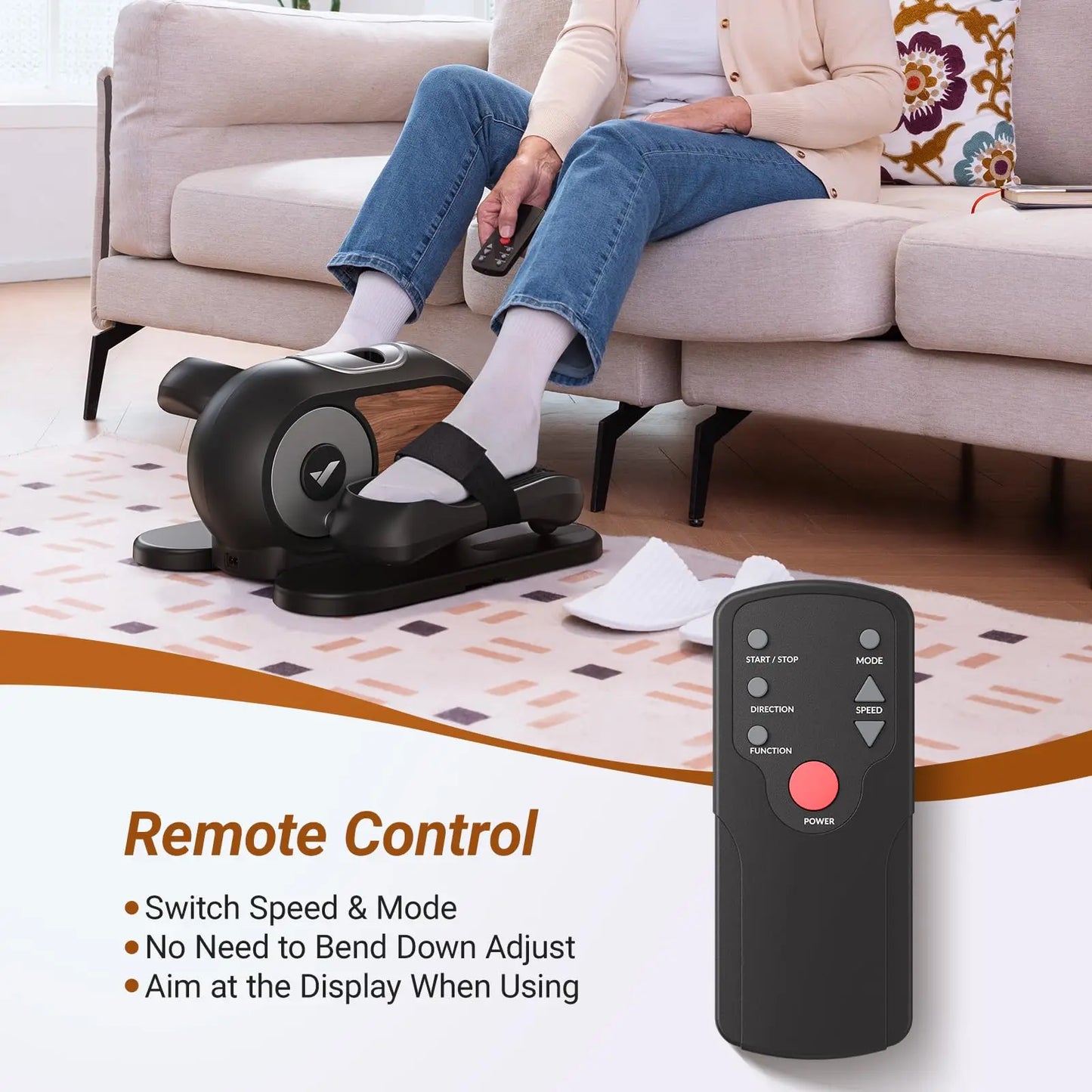 Under-Desk Elliptical Machine with Adjustable Speed