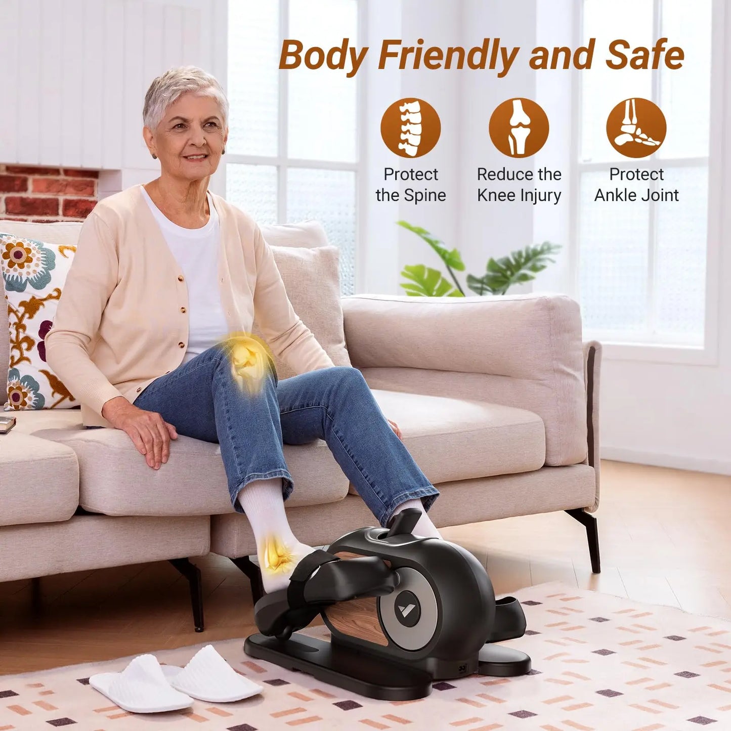 Under-Desk Elliptical Machine with Adjustable Speed