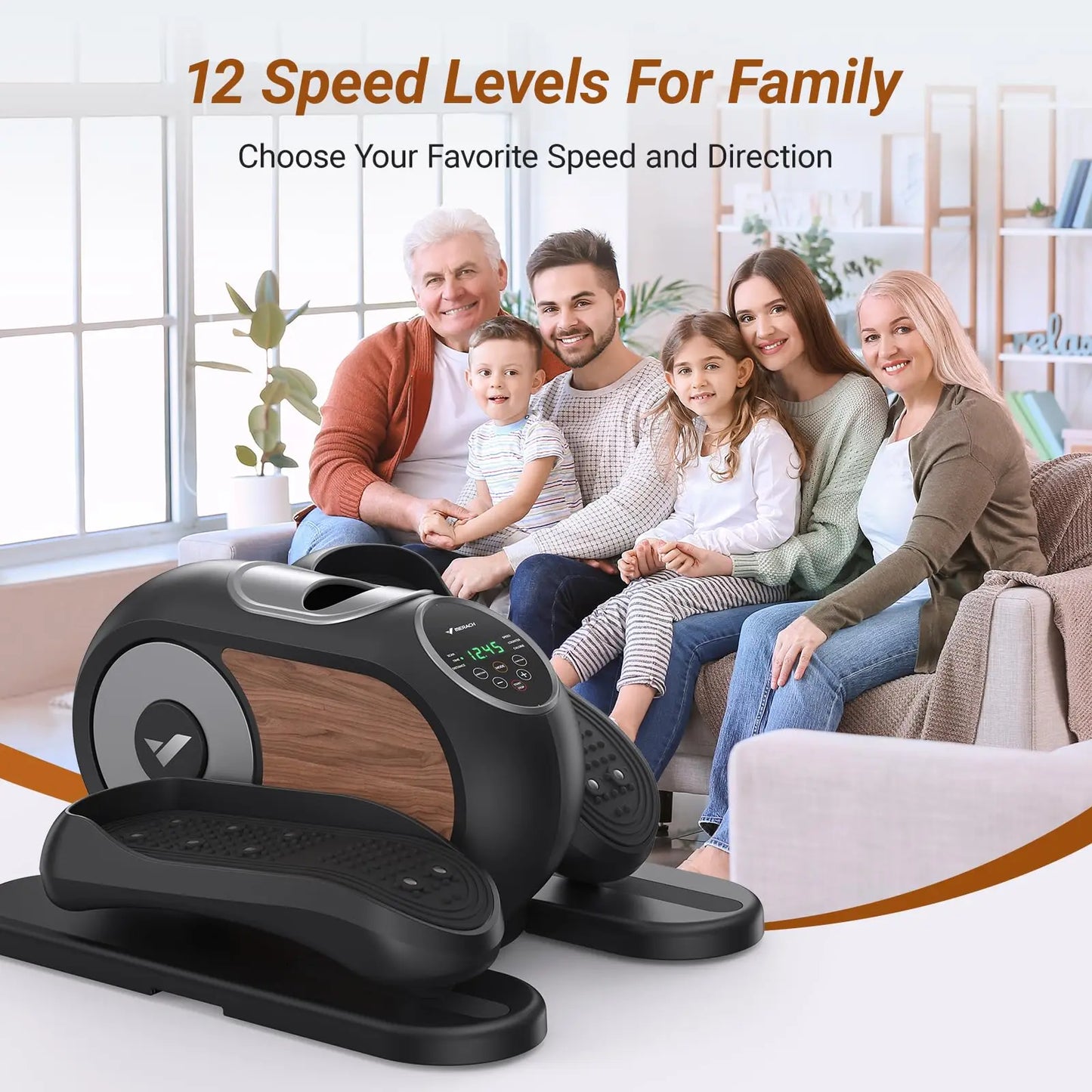 Under-Desk Elliptical Machine with Adjustable Speed