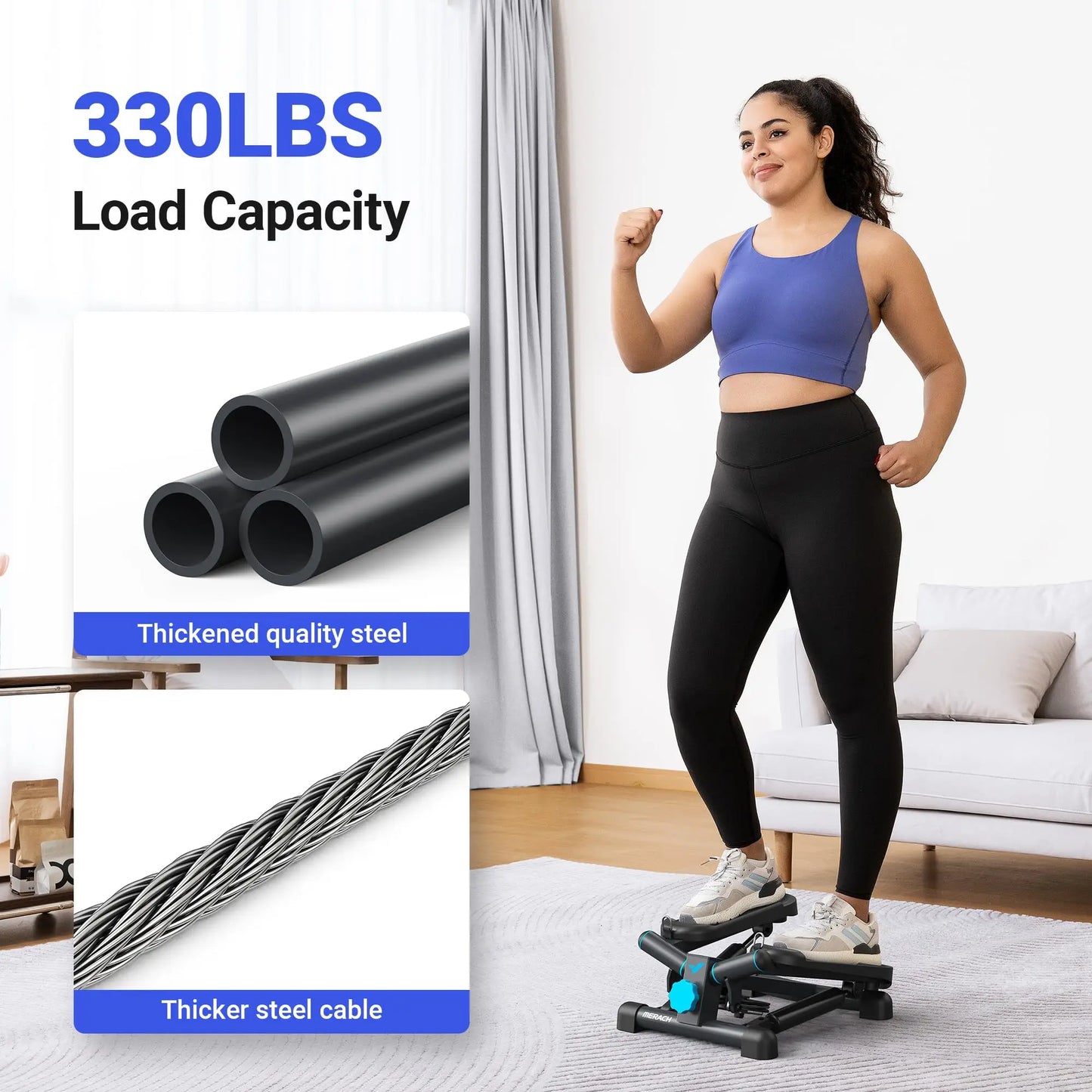 Mini Stepper Exercise Machine with Resistance Bands