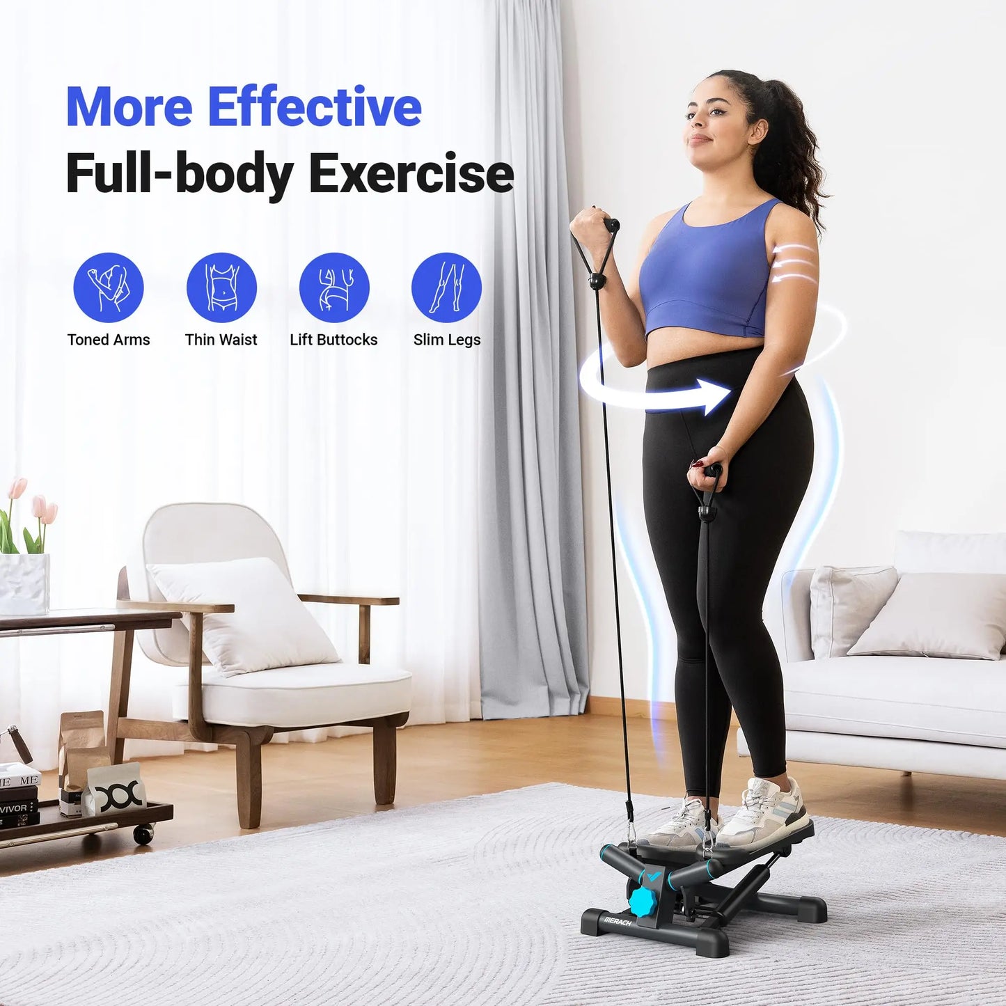 Mini Stepper Exercise Machine with Resistance Bands
