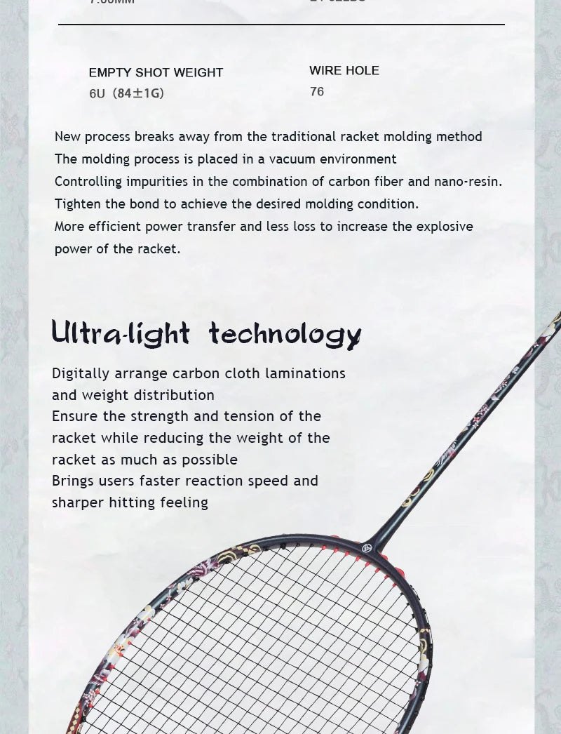Ultralight Carbon Fiber Badminton Racket