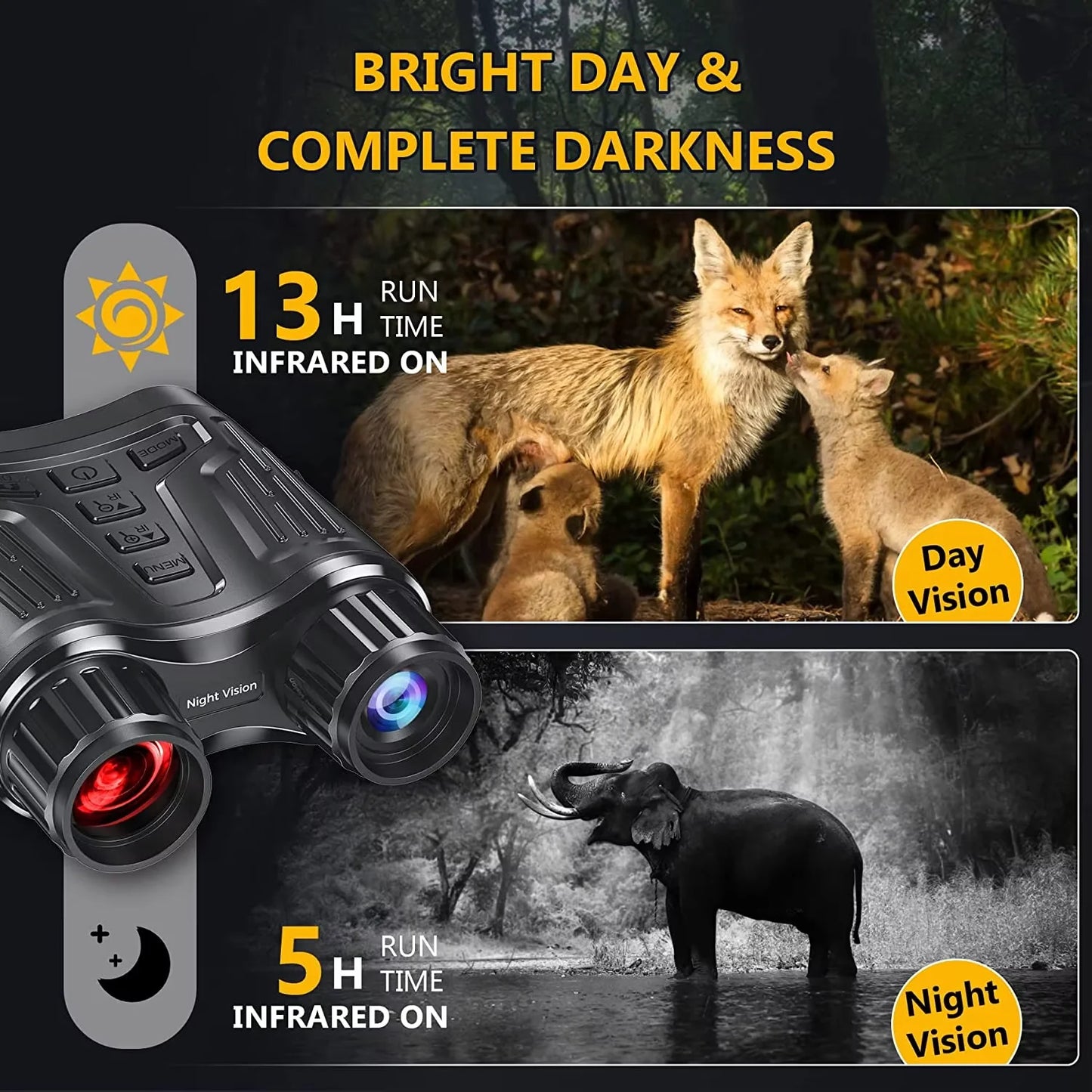 Night Vision Binoculars with 8X Zoom and 4K Recording