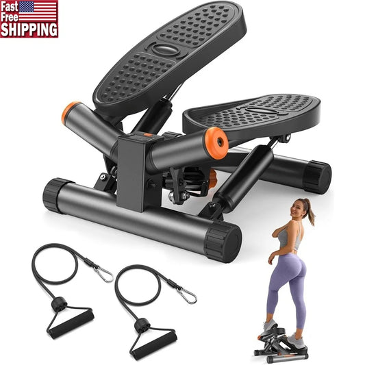 Mini Twist Stepper with Resistance Bands for Home Fitness