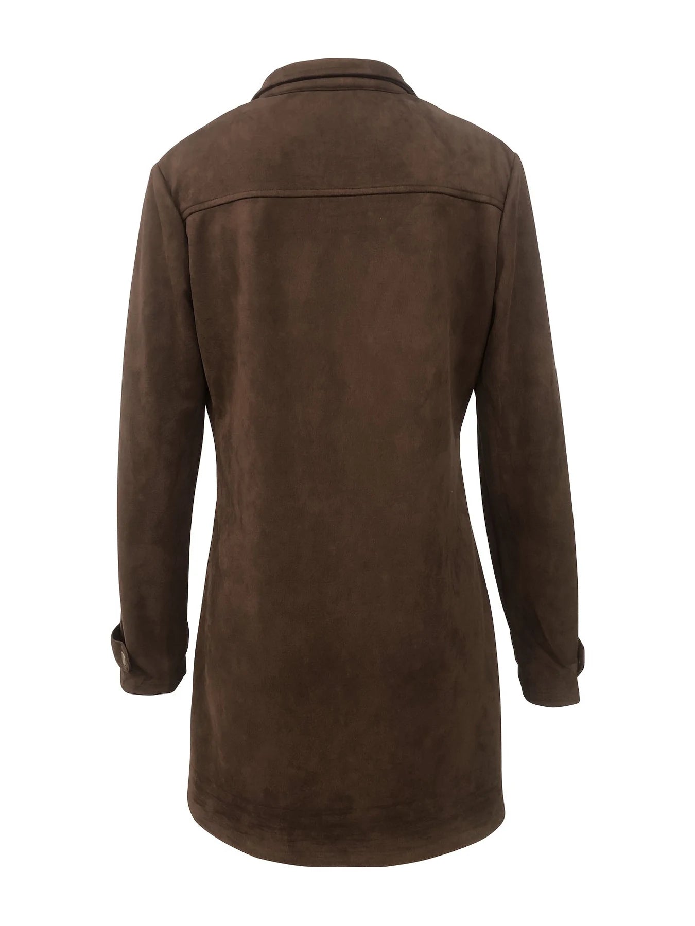 Mid Length Suede Turtleneck Coat