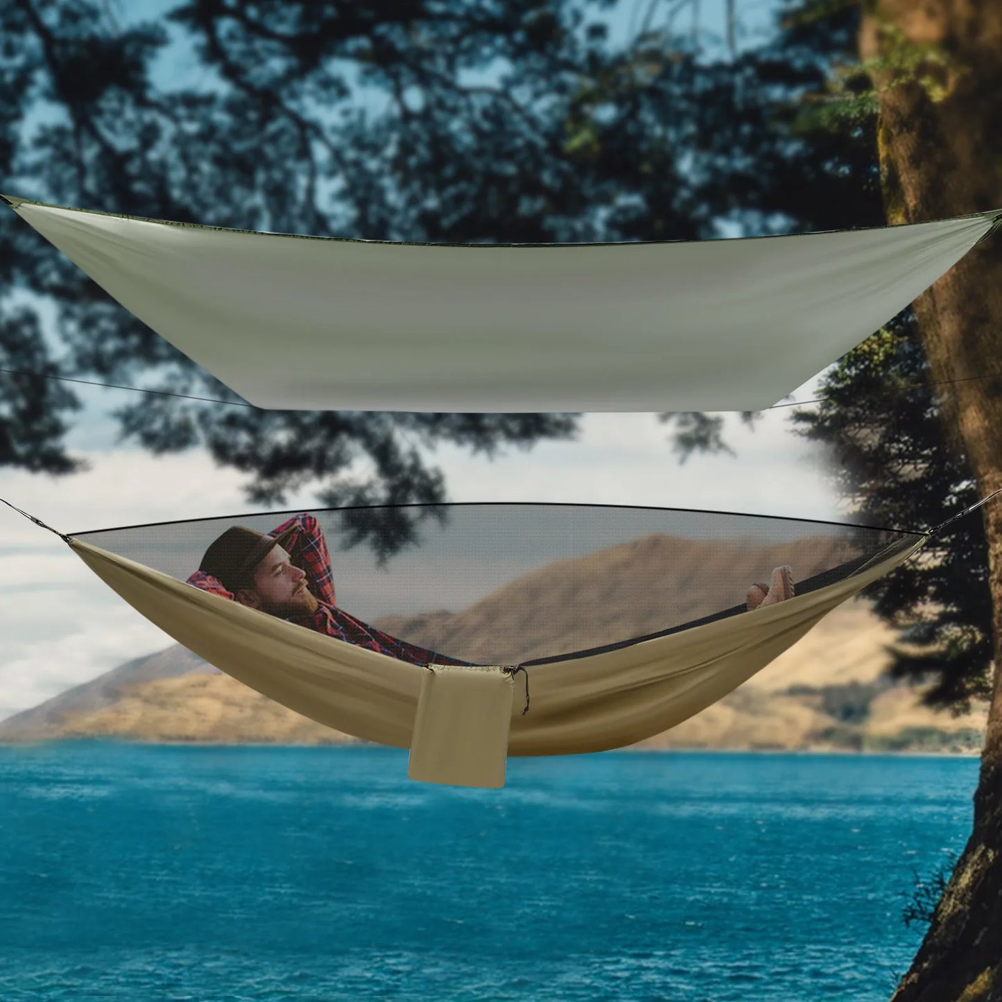 Camping Hammock with Mosquito Net and Rain Tarp