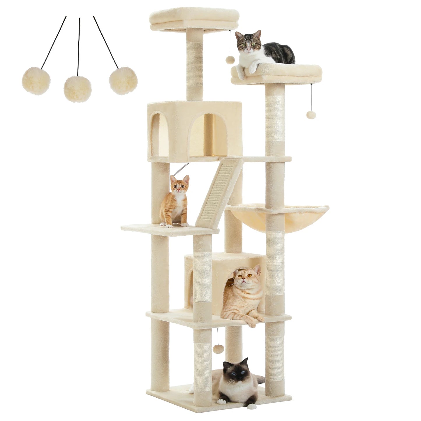 Large Multi-Level Cat Tree Tower for Indoor Cats with Plush Condo Scratching Posts and Perches