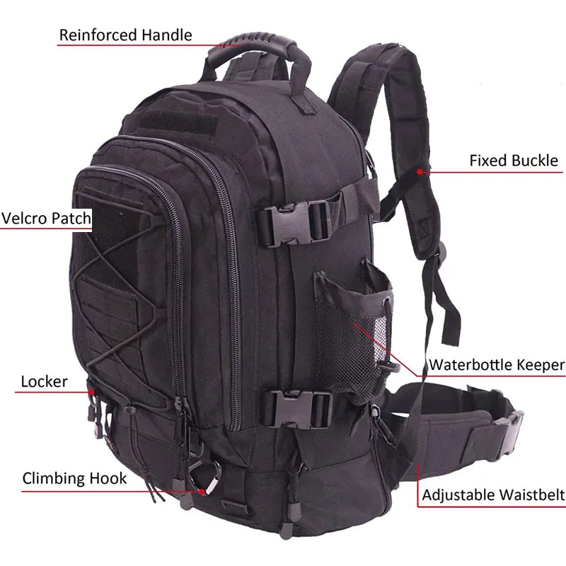 Military 65L Tactical Backpack for Outdoor & Travel
