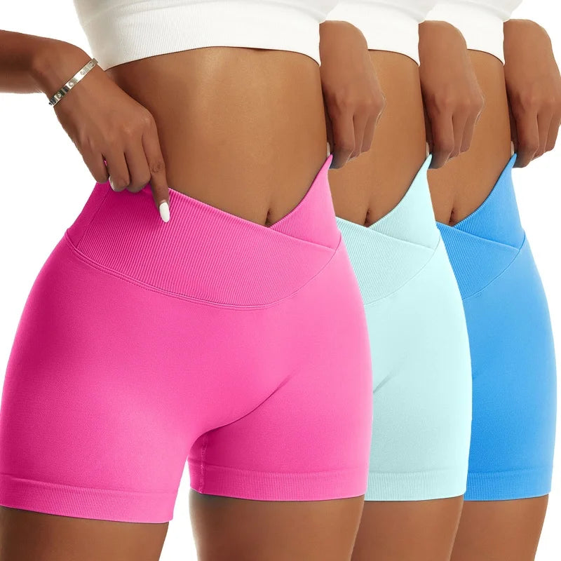 Women High Waist Yoga Shorts Set