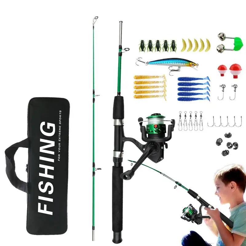 Kids Fishing Rod Set with Reel and Carrying Bag