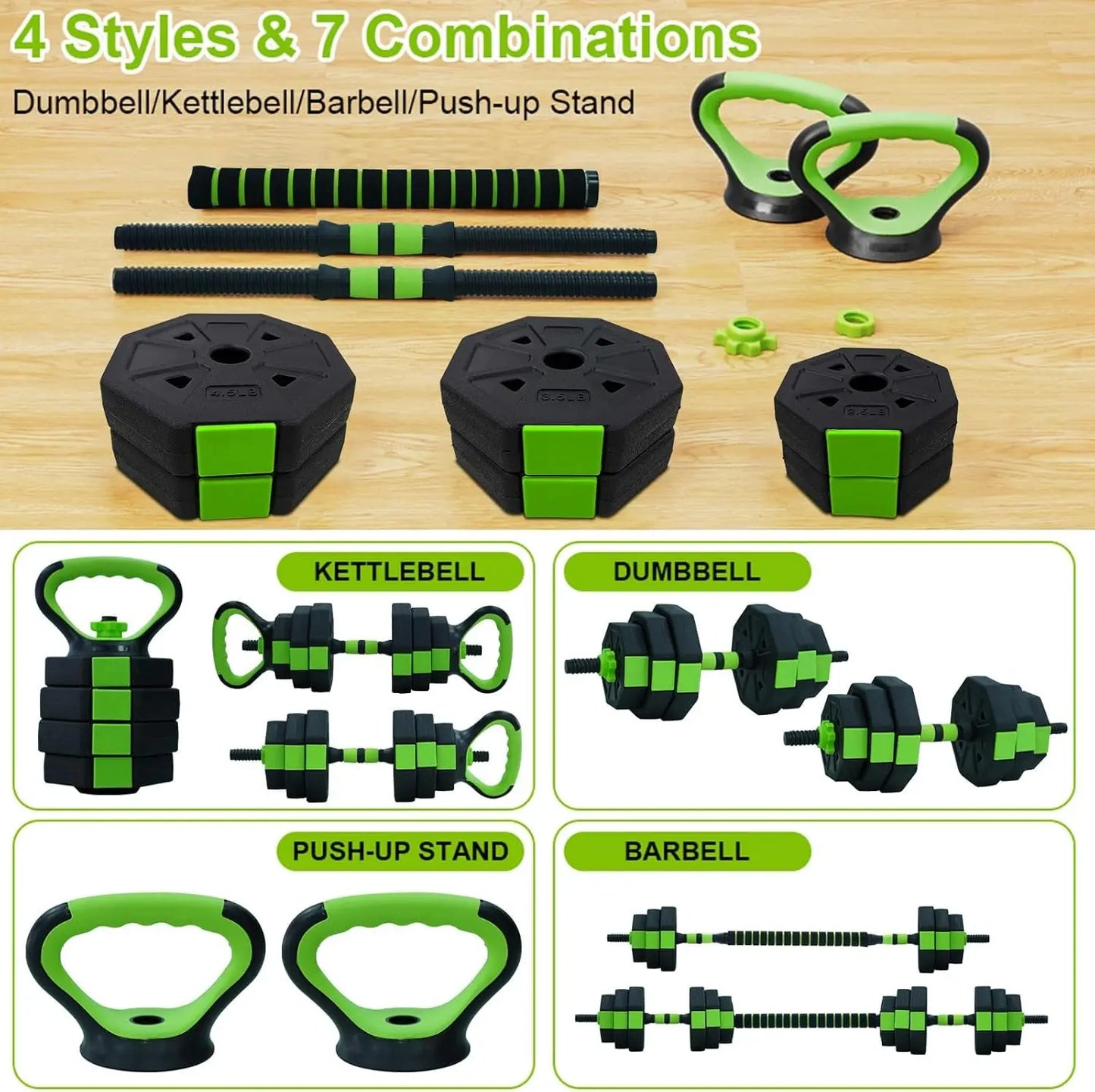 Adjustable Dumbbell Kettlebell Barbell Push Up Set
