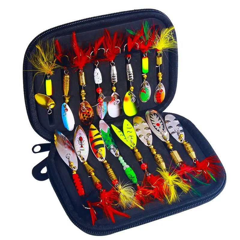 Fishing Lure Kit 16 Pieces Metal Spinner Baits