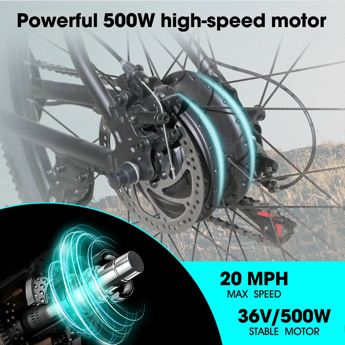 Electric Mountain Bike with 500W Motor and Removable Battery