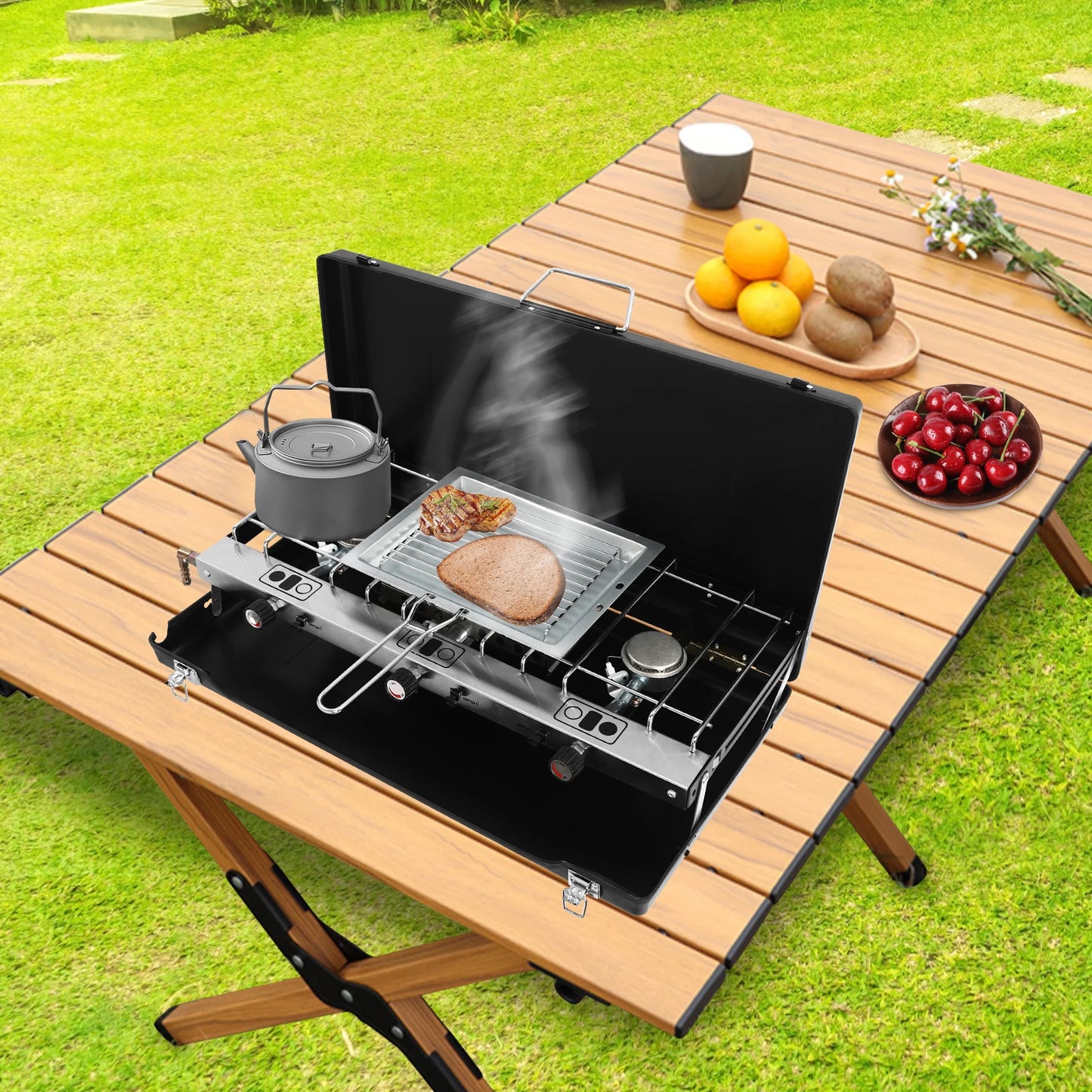 **Portable 3 Burner Folding Propane Gas Stove**