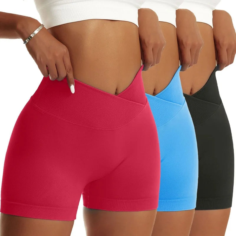 Women High Waist Yoga Shorts Set