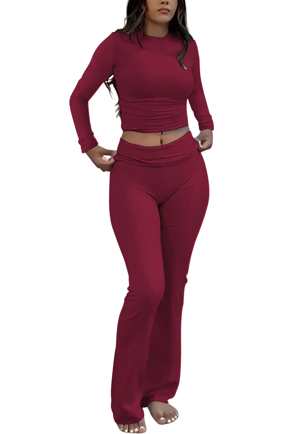 Women Yoga Flare Pants and Crop Top Set