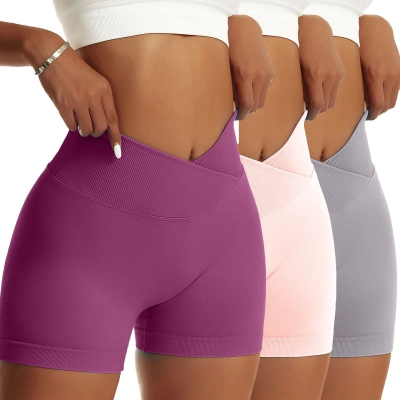 Women High Waist Yoga Shorts Set