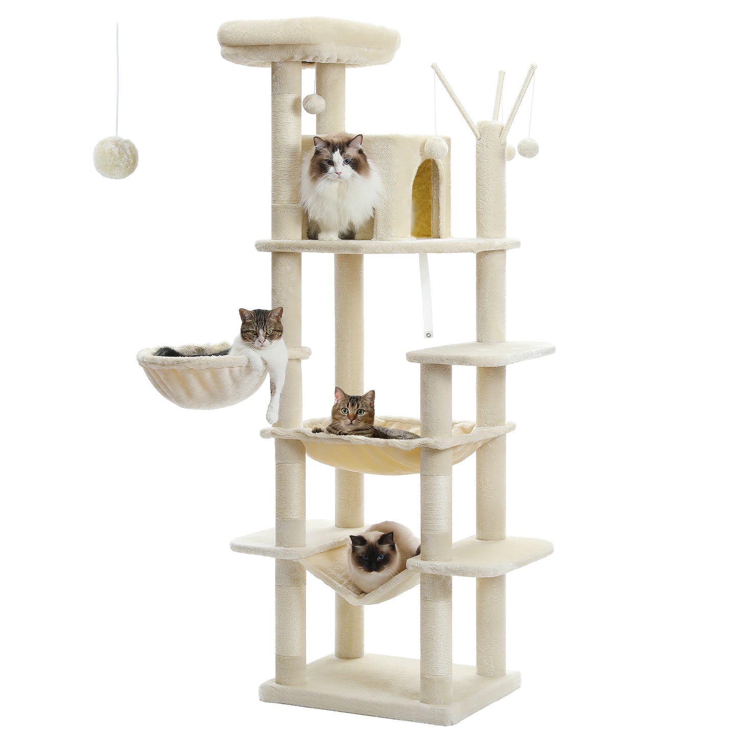 Large Multi-Level Cat Tree Tower for Indoor Cats with Plush Condo Scratching Posts and Perches