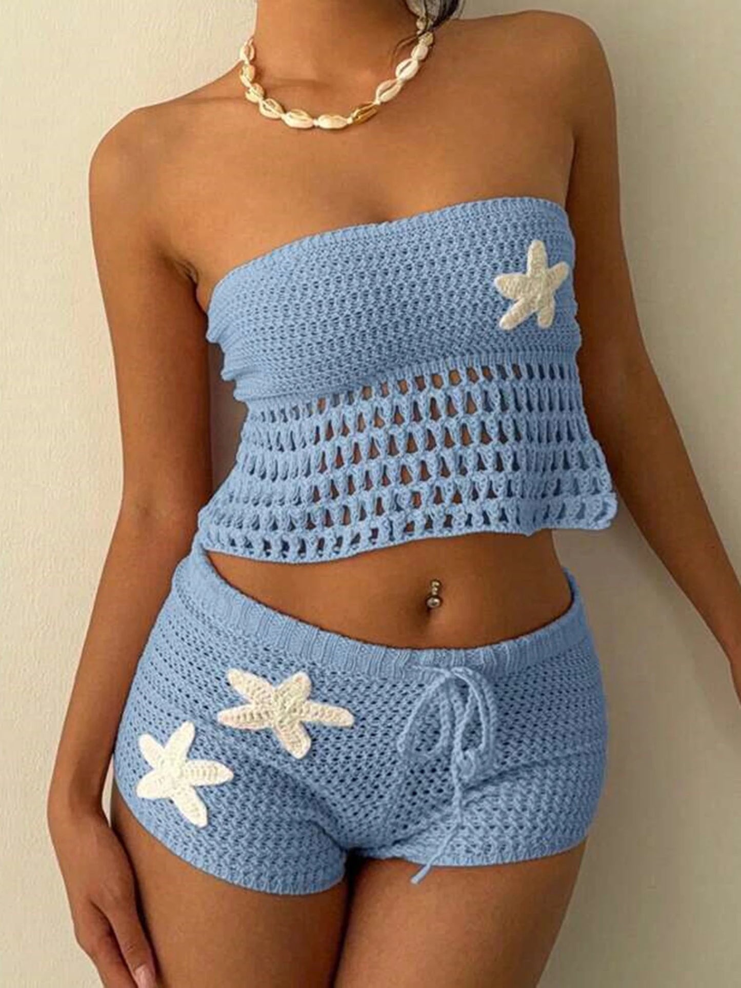 Womens 2 Piece Lace Outfit Crop Top Mini Skirt