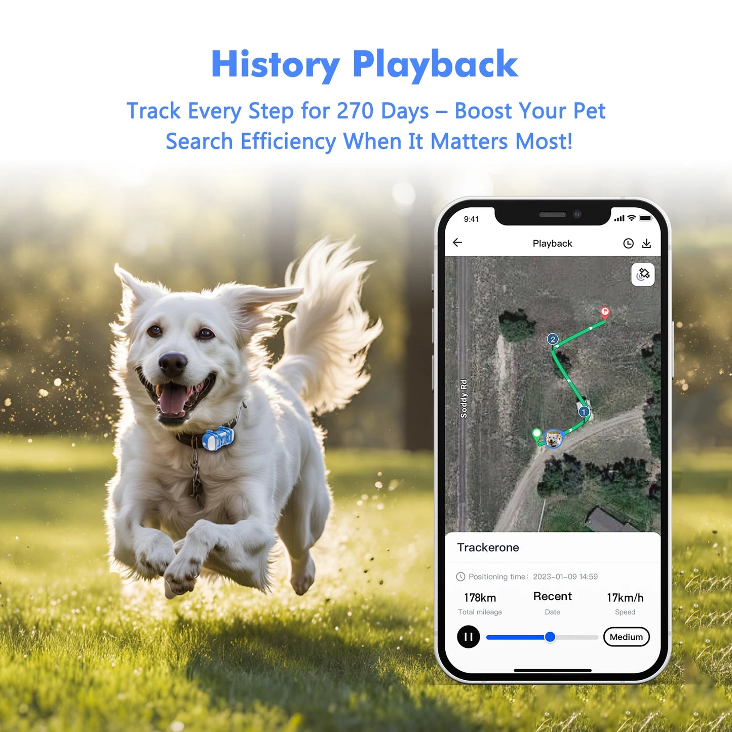 Smart GPS Pet Tracker with Light and Sound Search