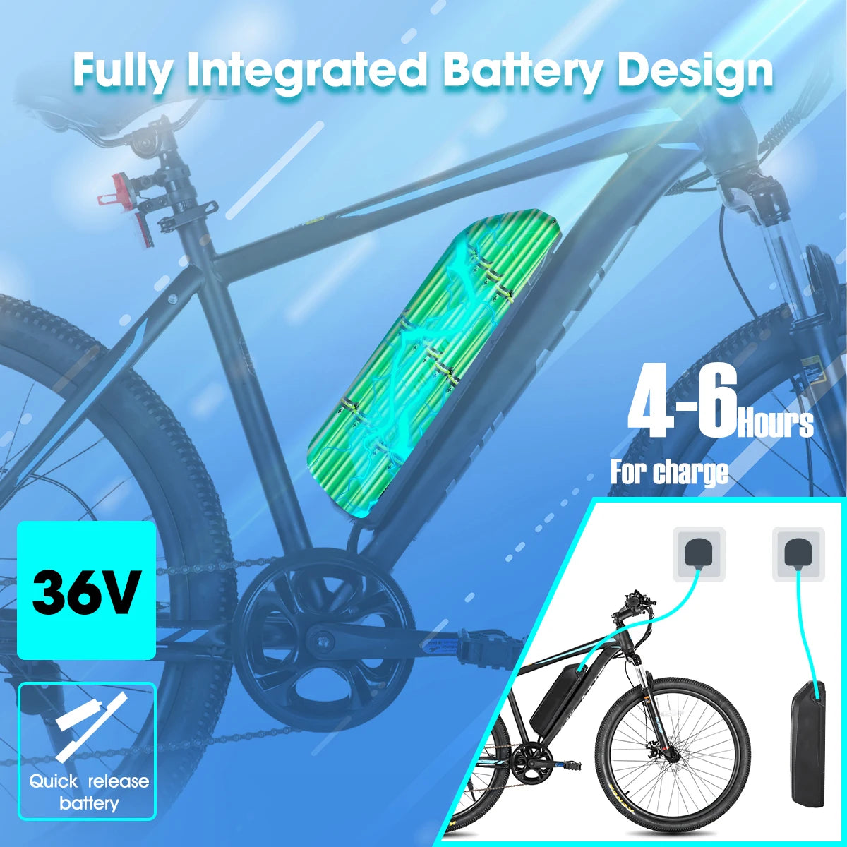 Electric Mountain Bike with 500W Motor and Removable Battery