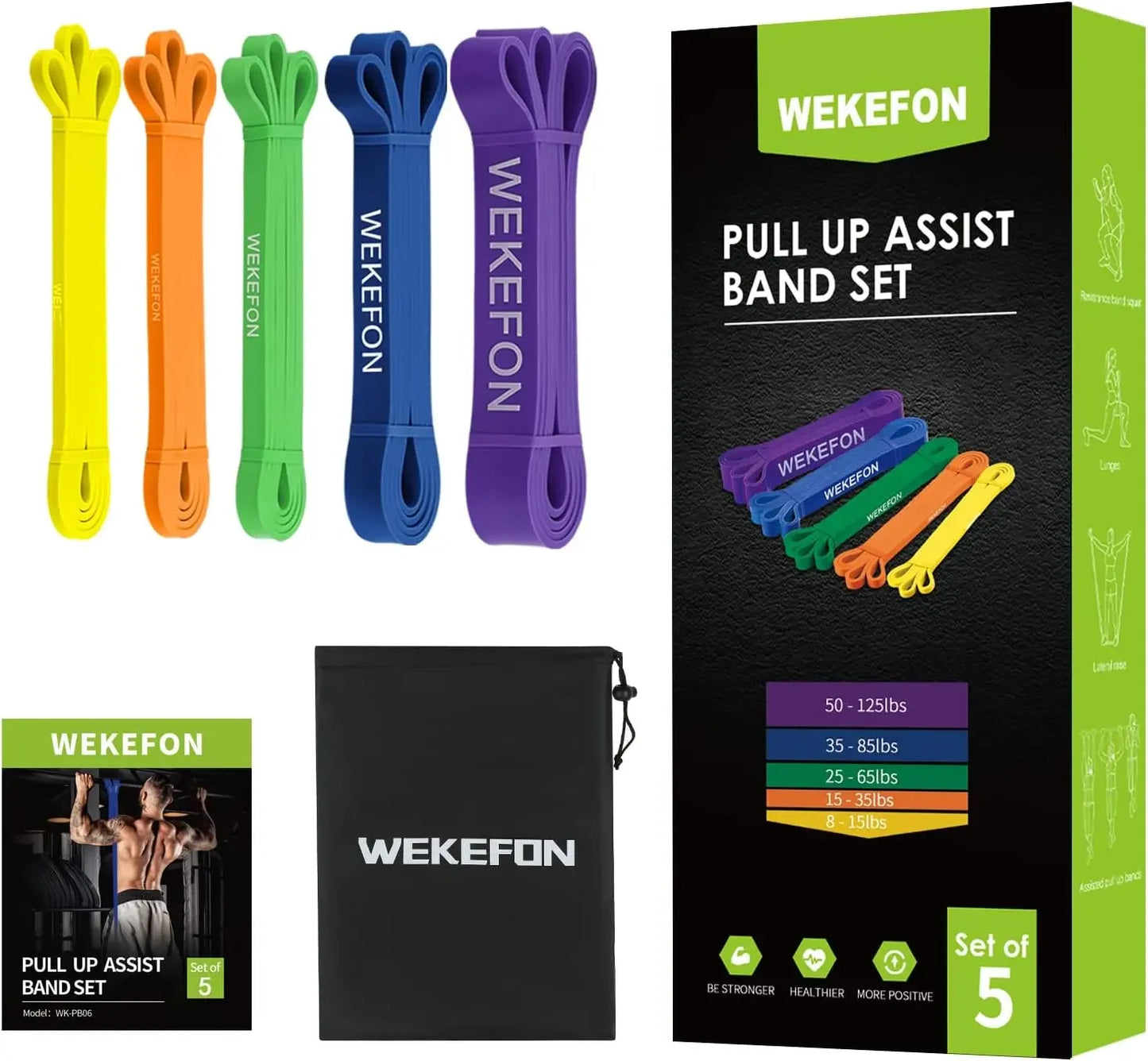 **Resistance Bands Set of 5 for Pull Up Assistance and Strength Training**