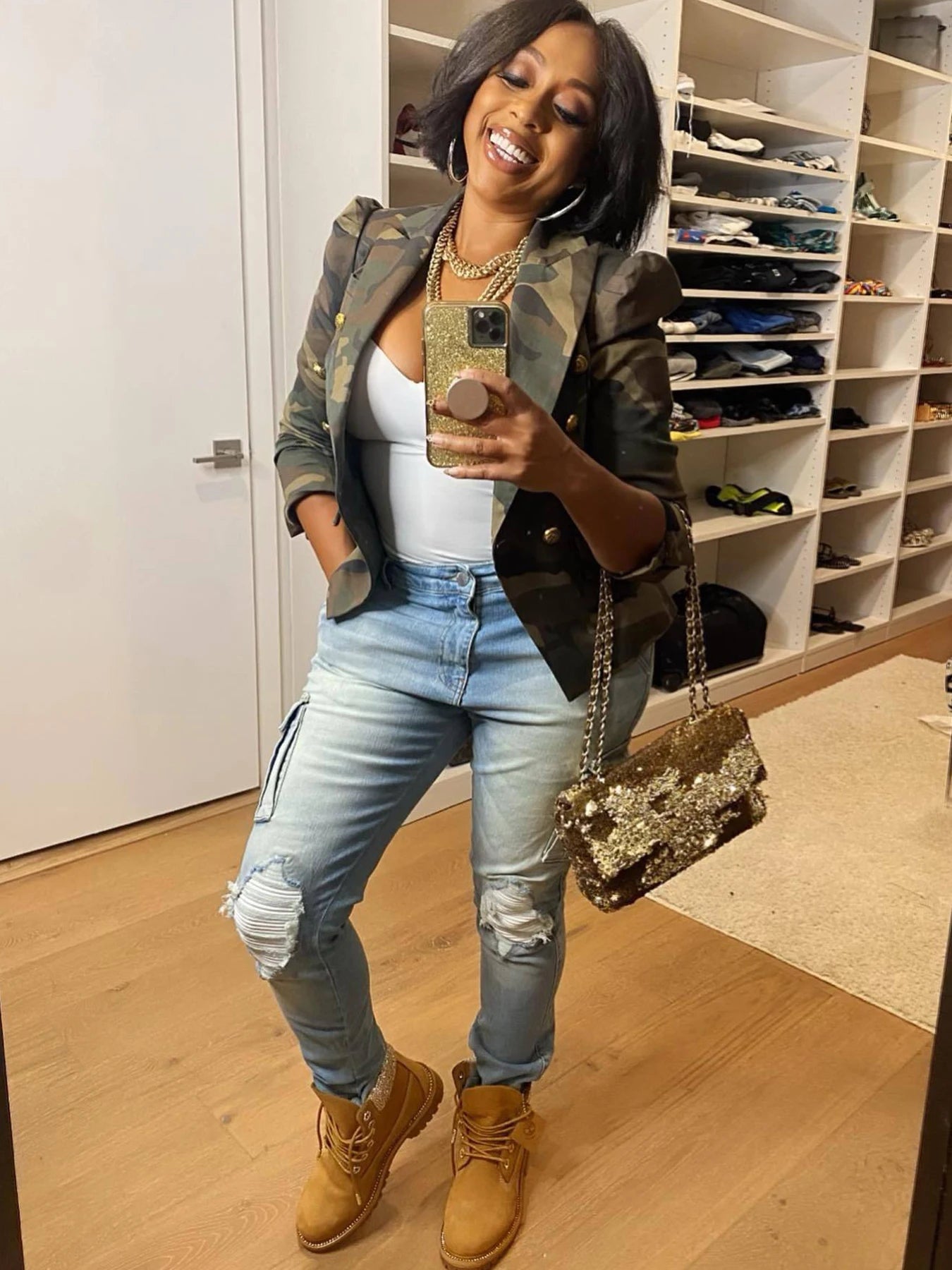 Camouflage Double Breasted Military Jacket