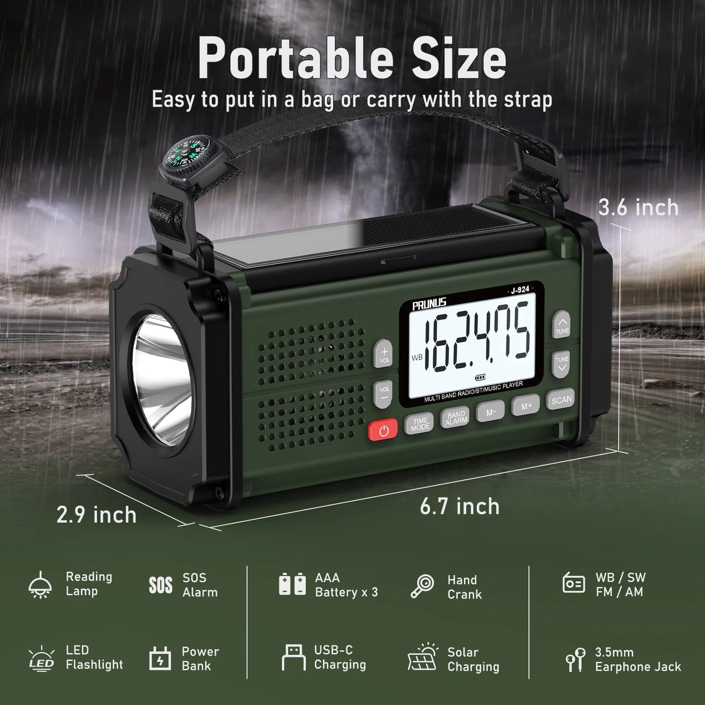 10000mAh Hand Crank Emergency Radio with NOAA & Power Bank