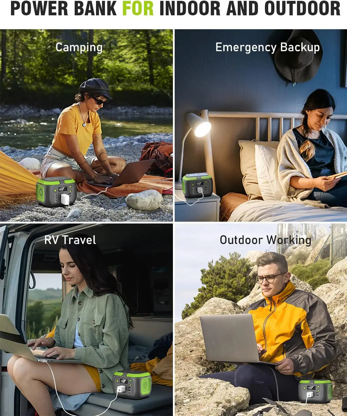 Portable Power Station with AC Outlets and Solar Charging