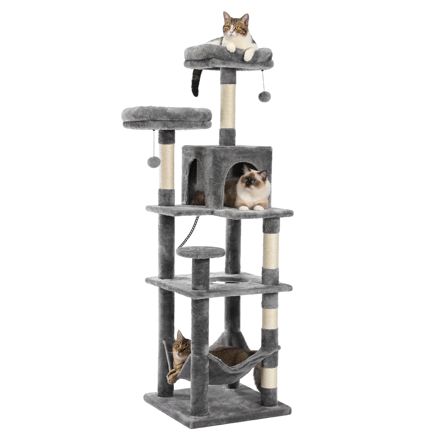 Large Multi-Level Cat Tree Tower for Indoor Cats with Plush Condo Scratching Posts and Perches