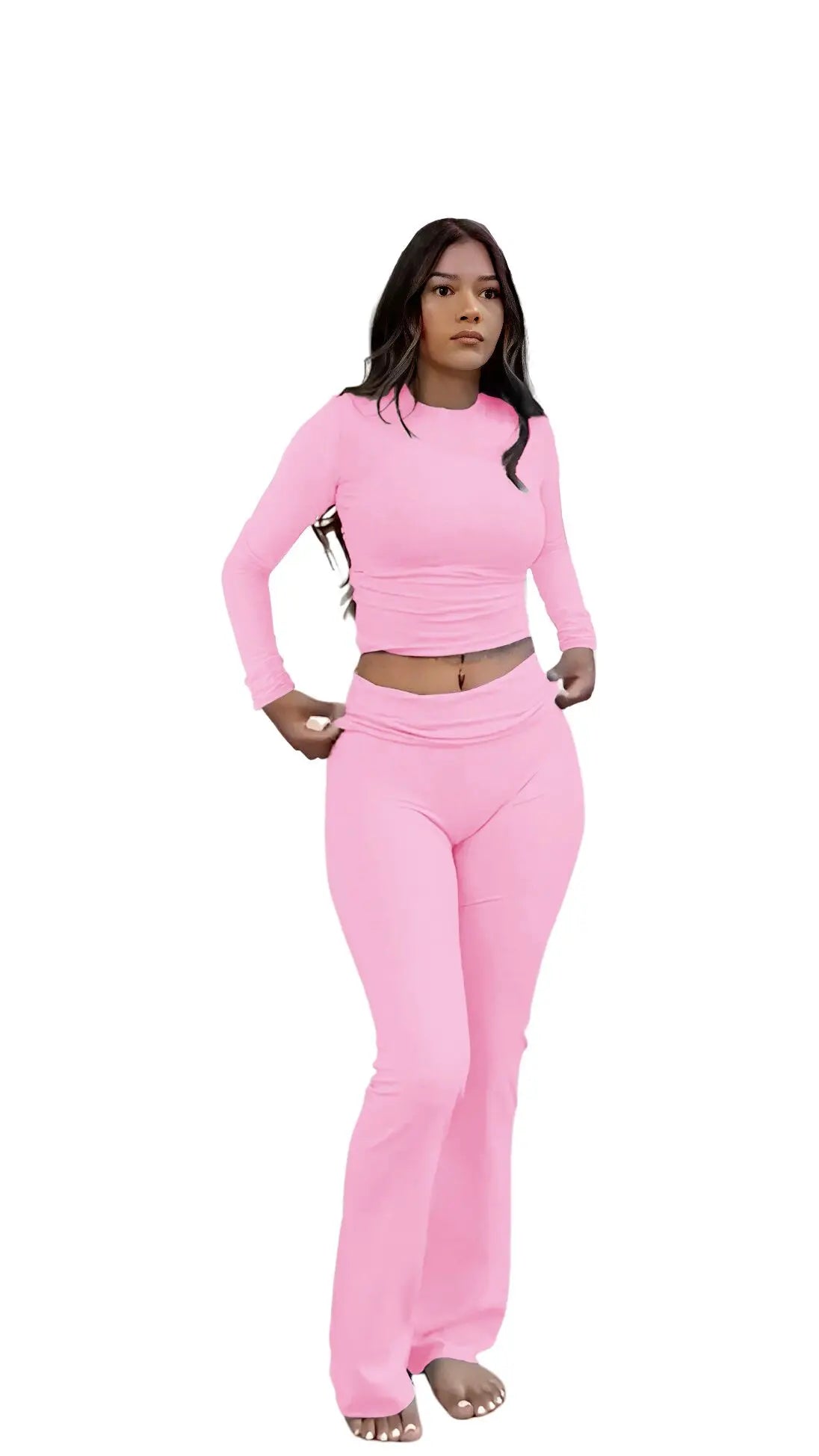 Women Yoga Flare Pants and Crop Top Set