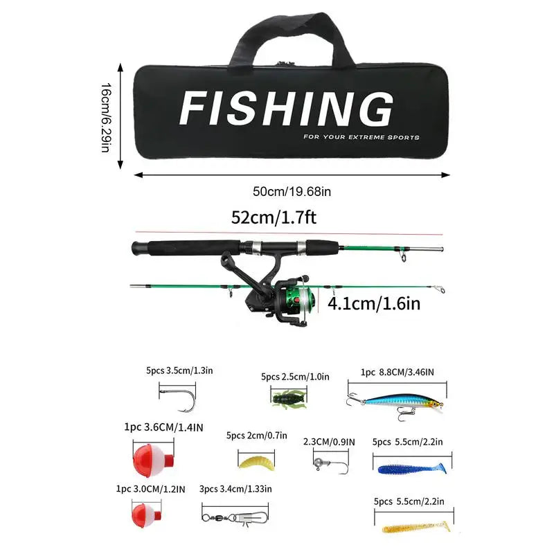 Kids Fishing Rod Set with Reel and Carrying Bag
