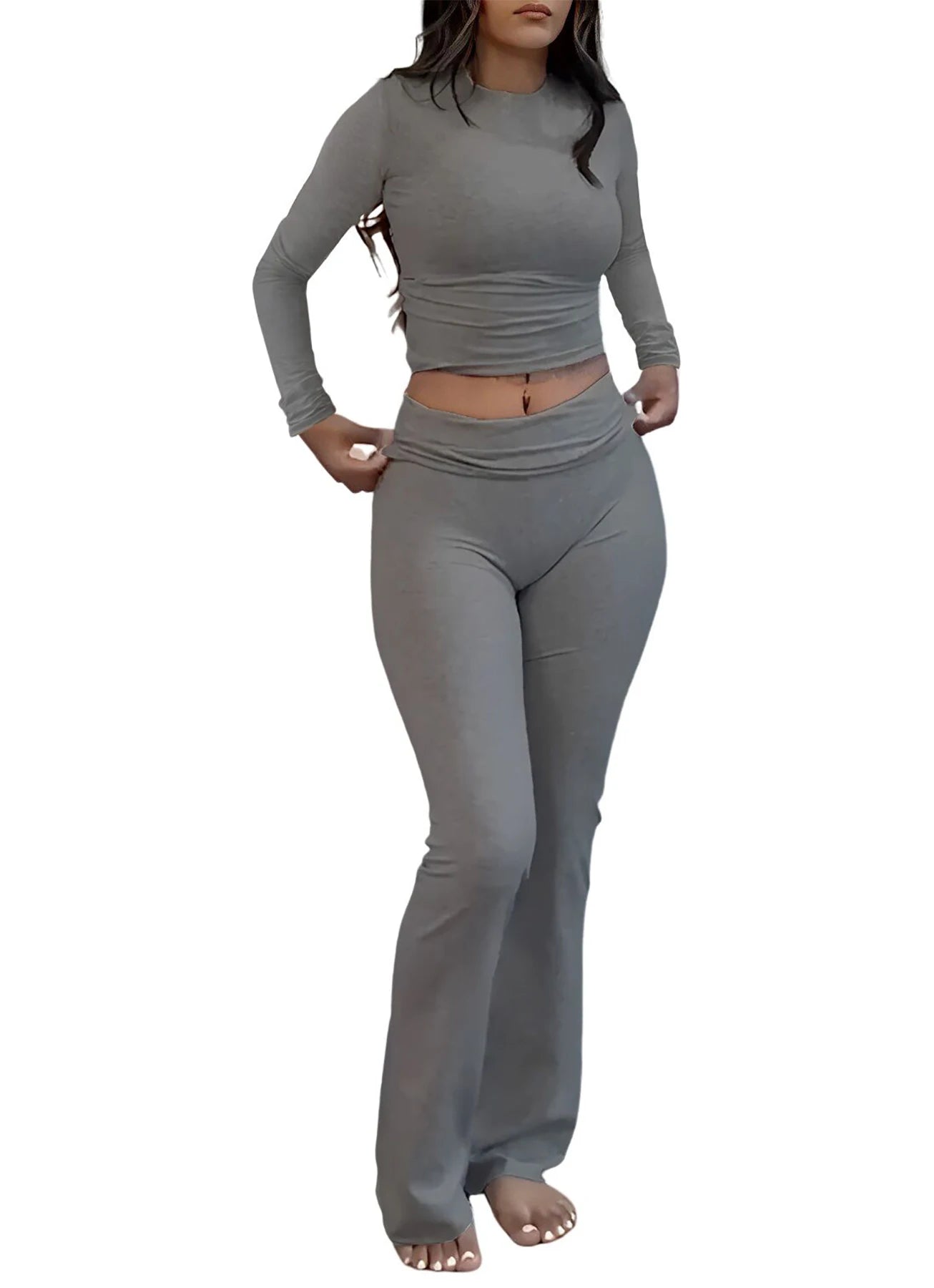 Women Yoga Flare Pants and Crop Top Set