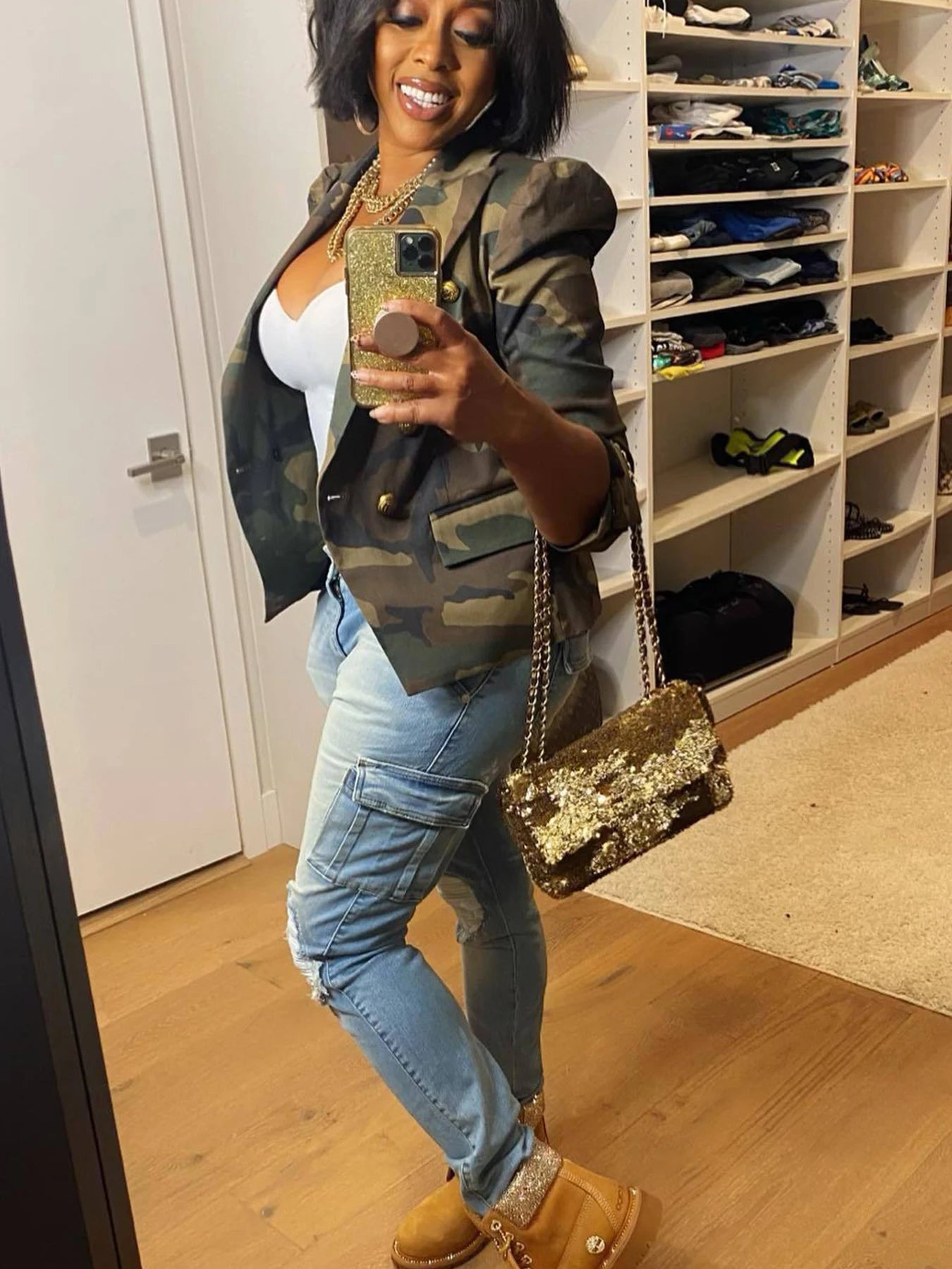 Camouflage Double Breasted Military Jacket