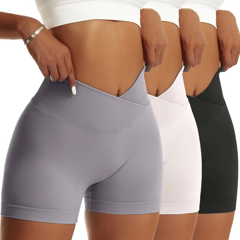 Women High Waist Yoga Shorts Set