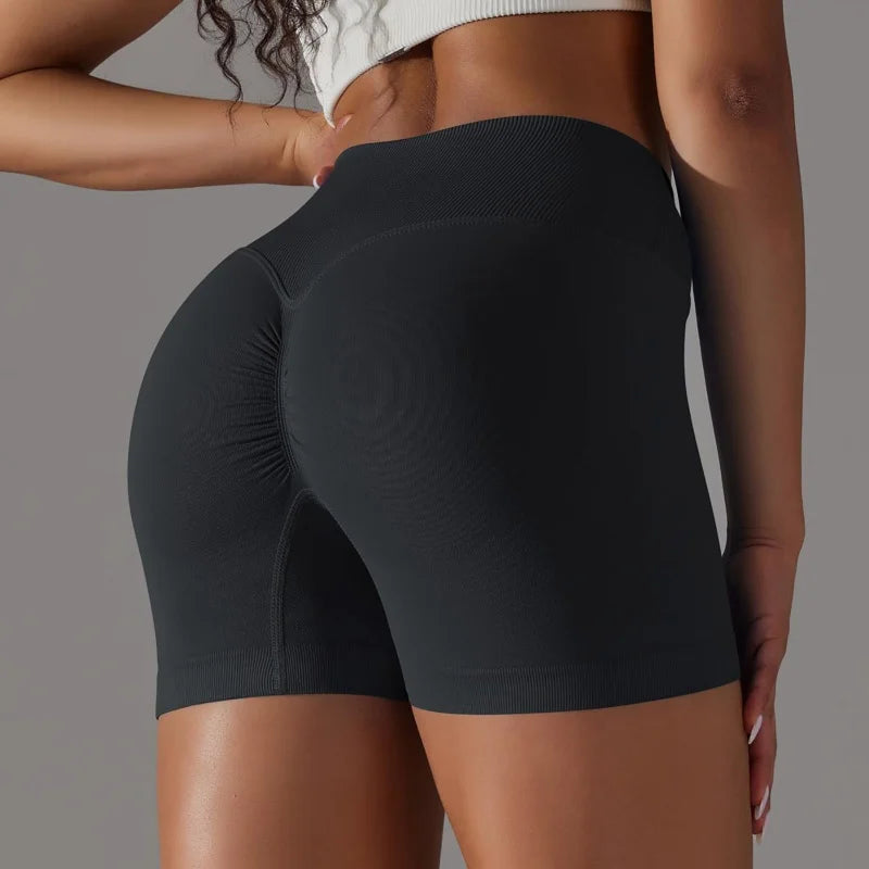 Women High Waist Yoga Shorts Set