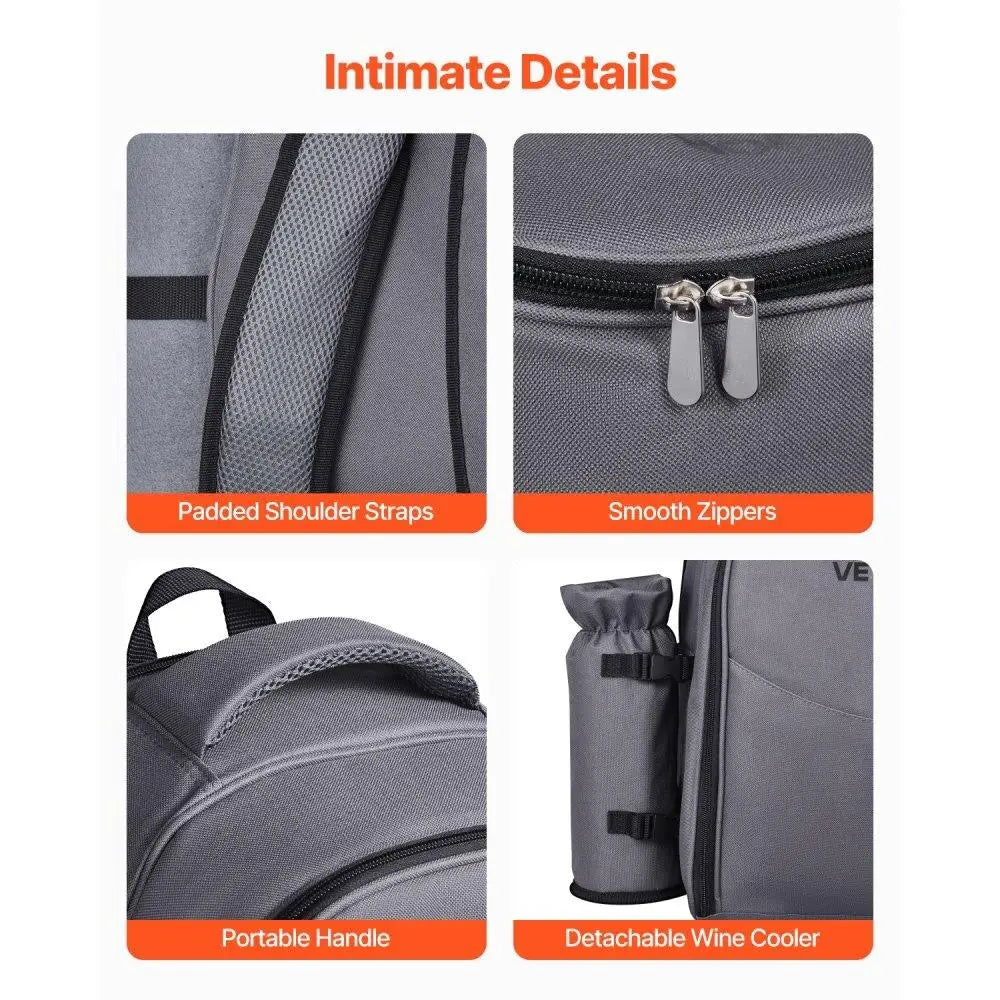 Picnic Backpack for Two with Cooler Compartment