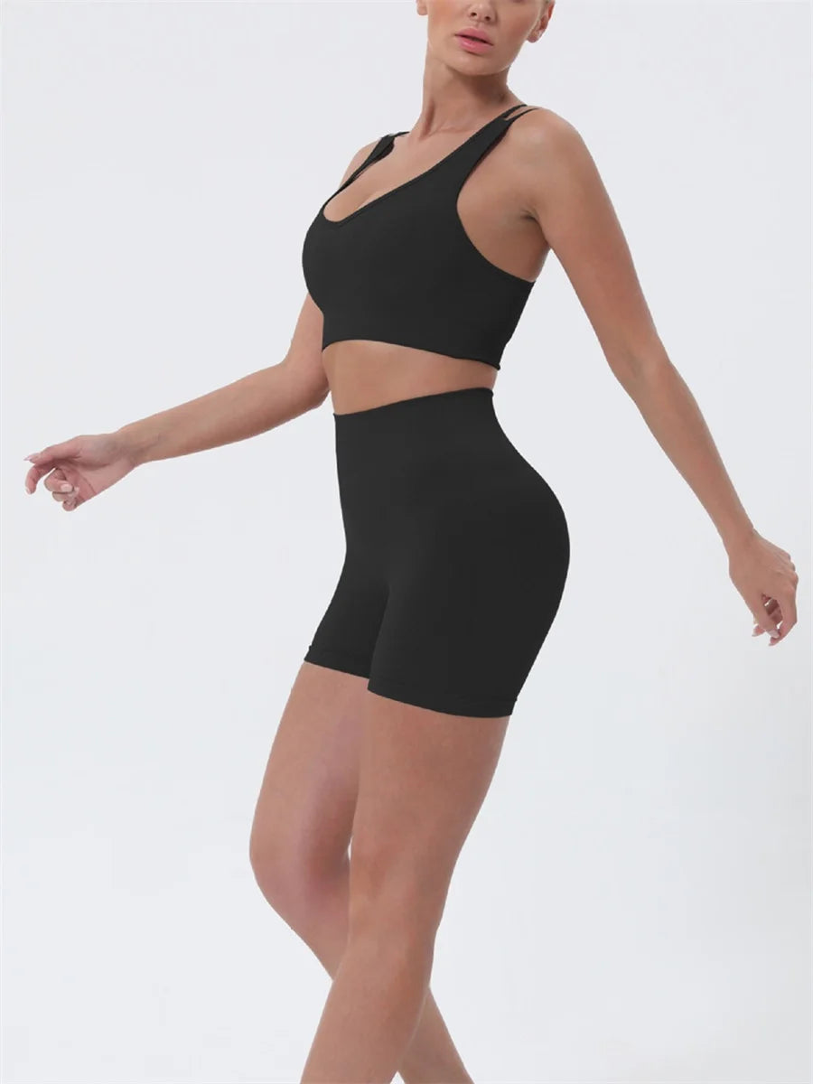 Women's Summer 2-Piece Crop Top & High-Waist Shorts Set